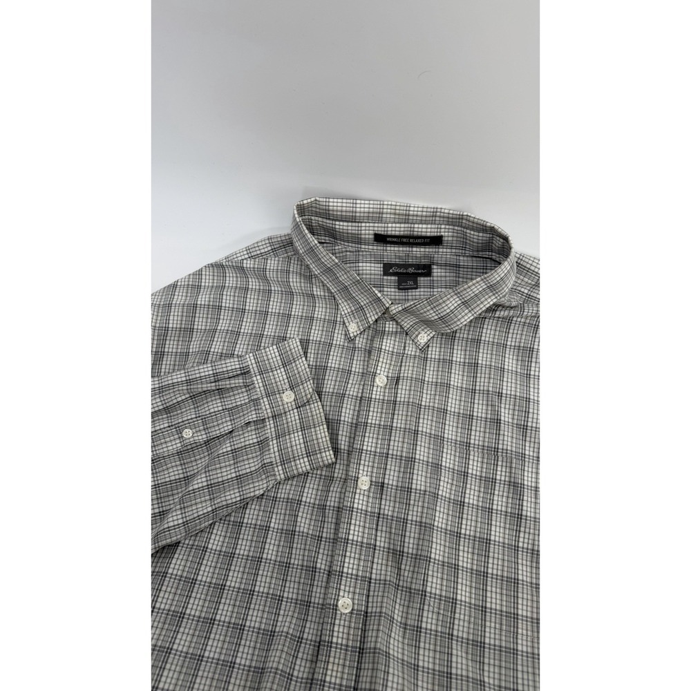 Eddie Bauer Button Down Shirt Wrinkle Free Relaxed Fit Checkered Men's 2XL